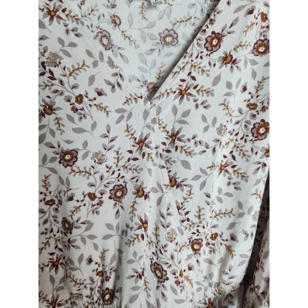 Naif Floral faux wrap Ruffled dress sz L cottagecore boho floral Prairie - Picture 2 of 10